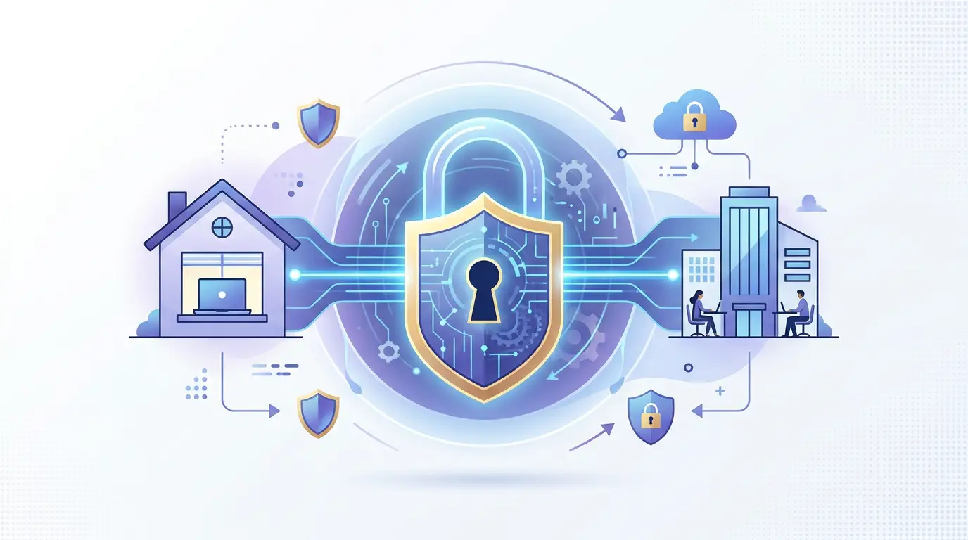 Cybersecurity for hybrid teams using Zero Trust, endpoint protection, MFA, and secure remote access to protect modern workplaces